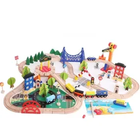 108 Pc Wooden Train Track Set