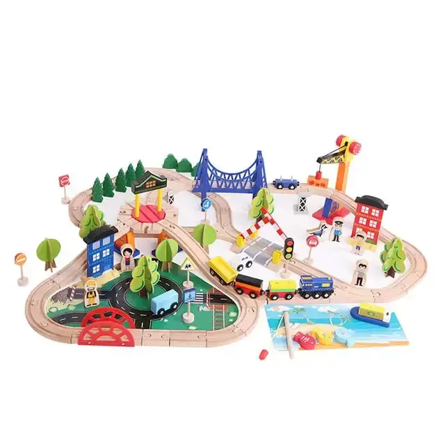 108 Pc Wooden Train Track Set