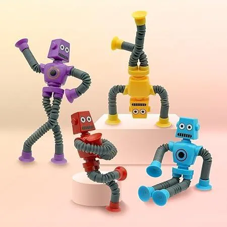 4 piece of Robot Tube Toy for Kids(Random design will be send)