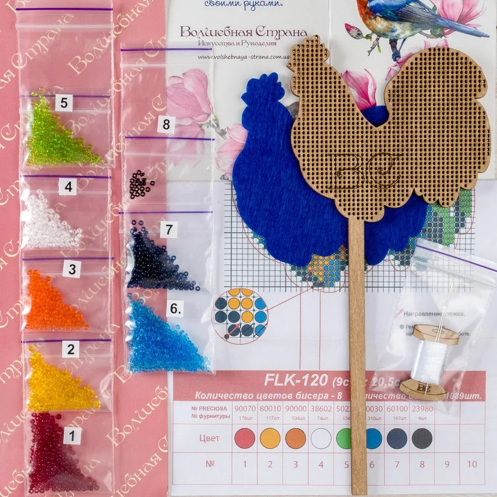 Bead embroidery kit on wood FLK-120