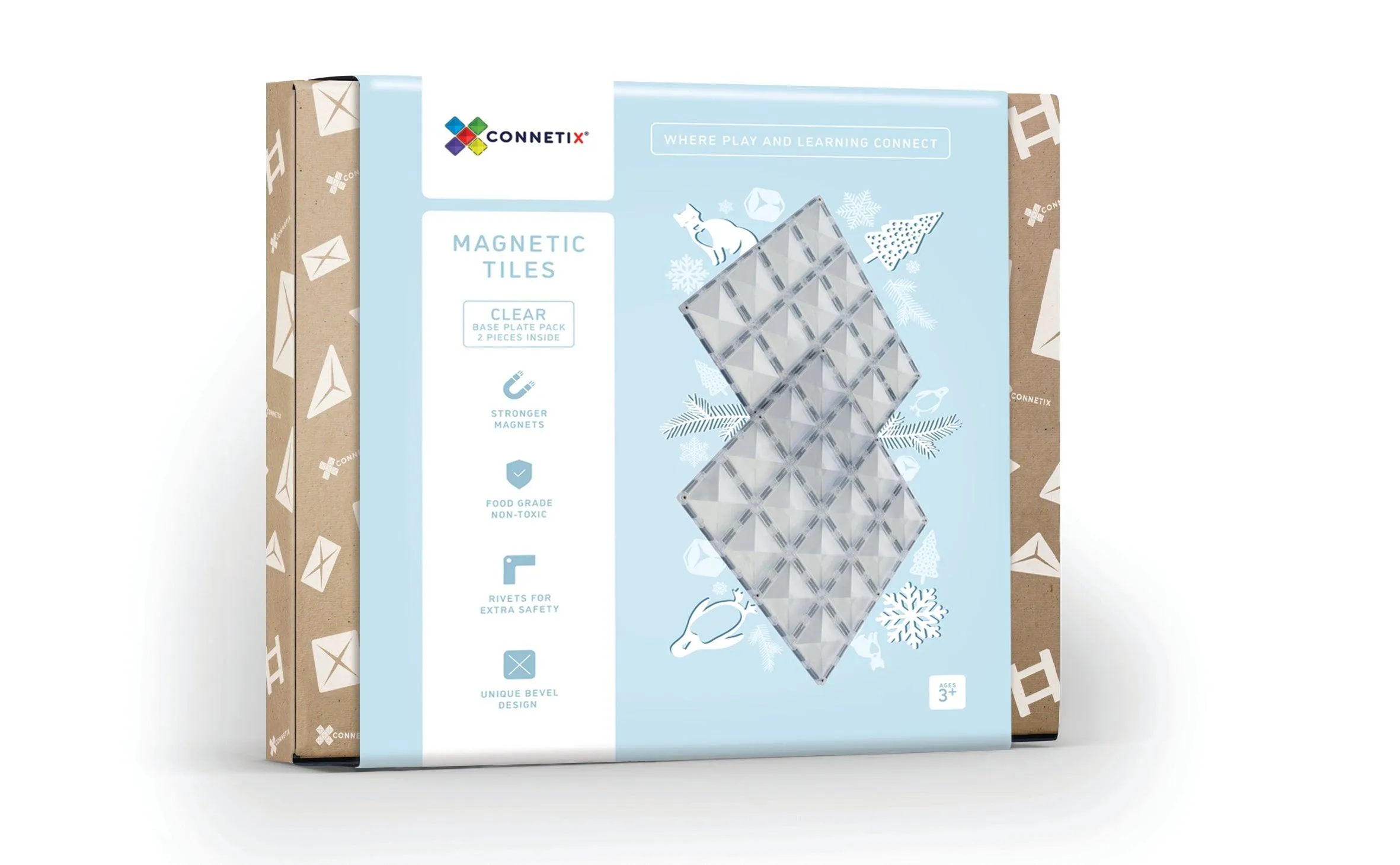 Connetix Tiles Clear Base Plate Pack 2 Piece 3yrs 