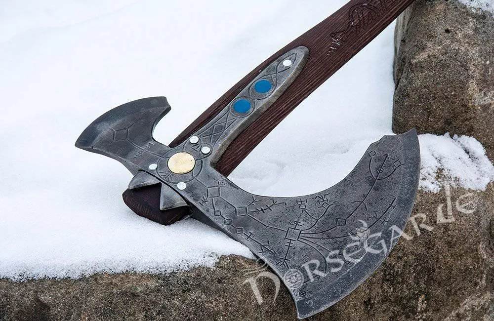 Handforged Leviathan Decorated Replica Axe - Black