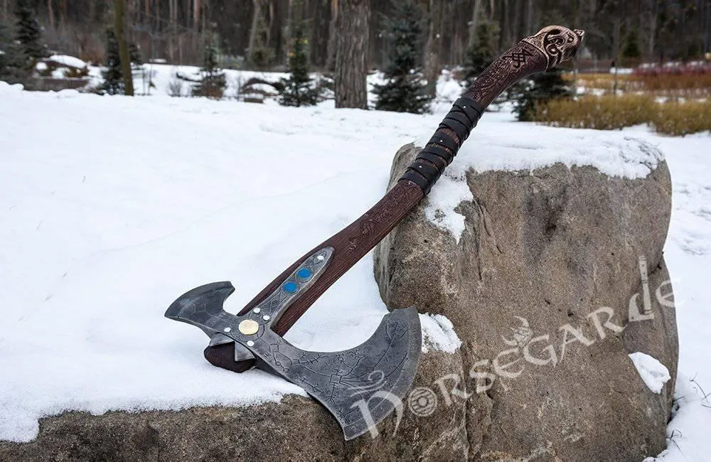 Handforged Leviathan Decorated Replica Axe - Black