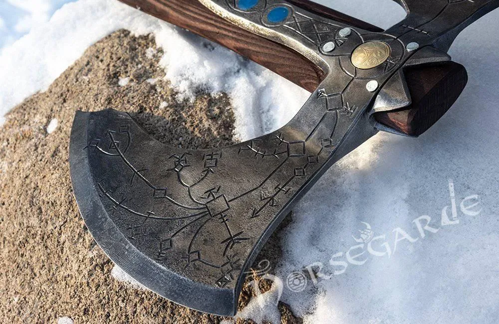 Handforged Leviathan Decorated Replica Axe - Black