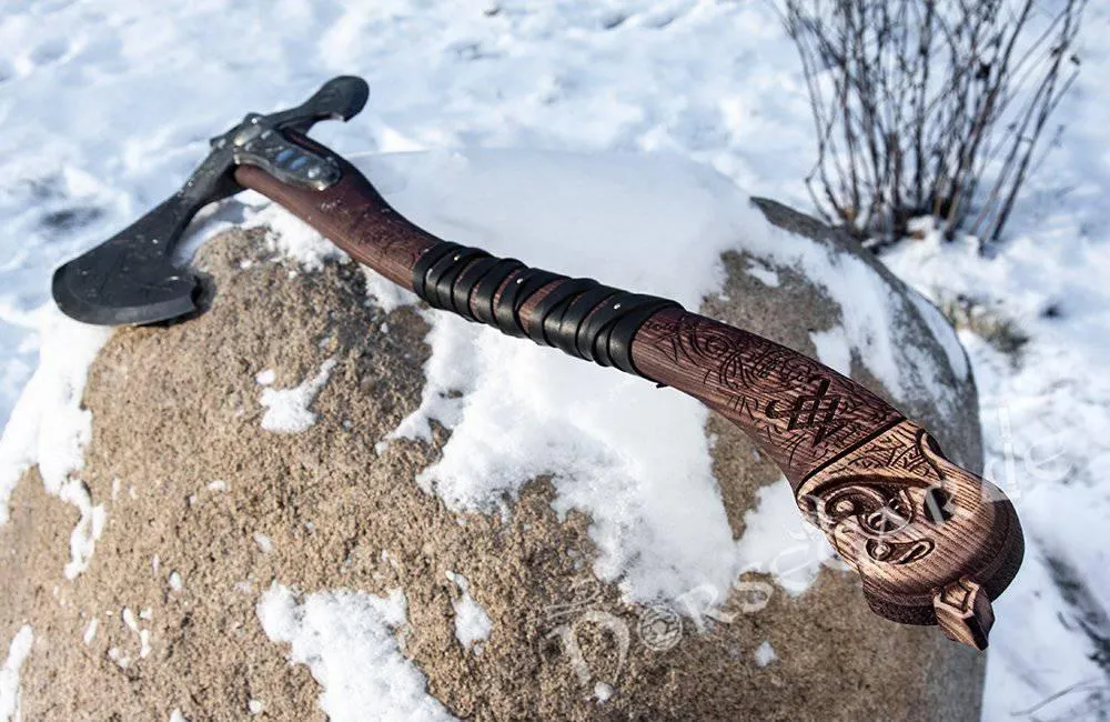 Handforged Leviathan Decorated Replica Axe - Black