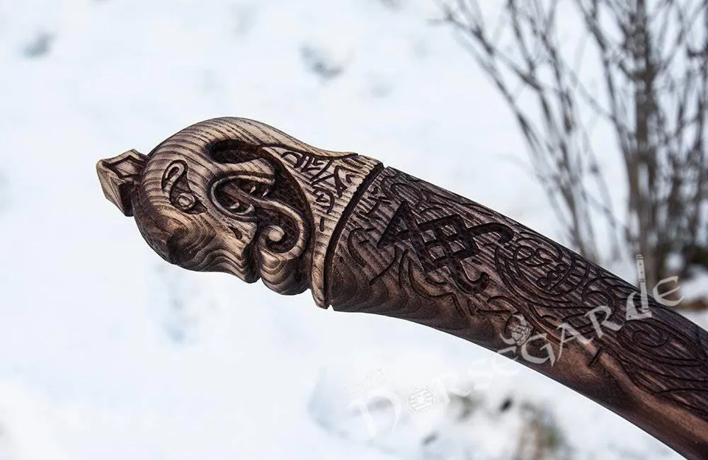 Handforged Leviathan Decorated Replica Axe - Black