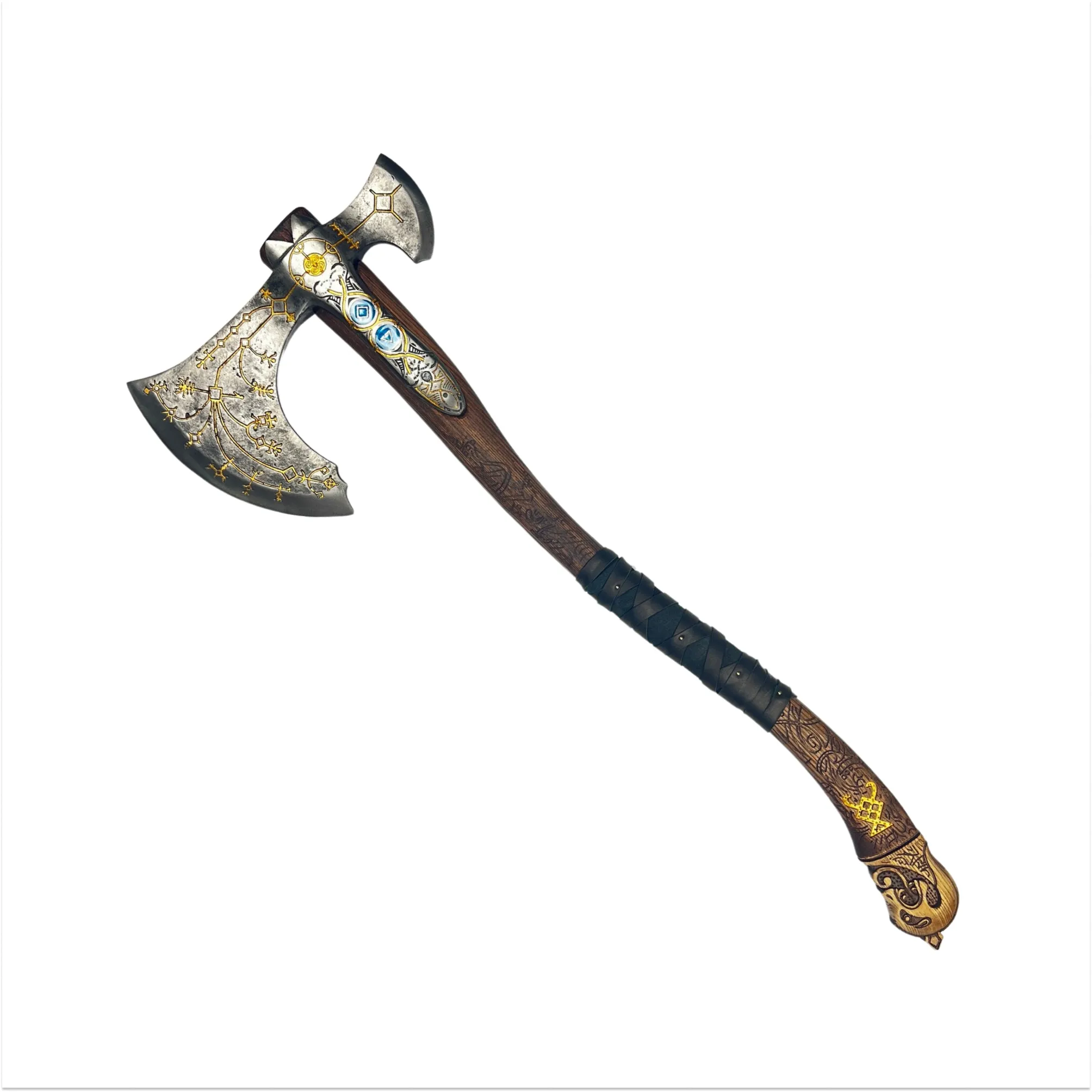 Handforged Leviathan Decorated Replica Axe - Gold