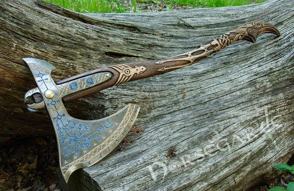 Handforged Leviathan Spiked Replica Axe - Ancient Gold