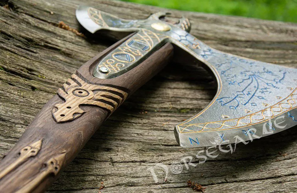 Handforged Leviathan Spiked Replica Axe - Ancient Gold