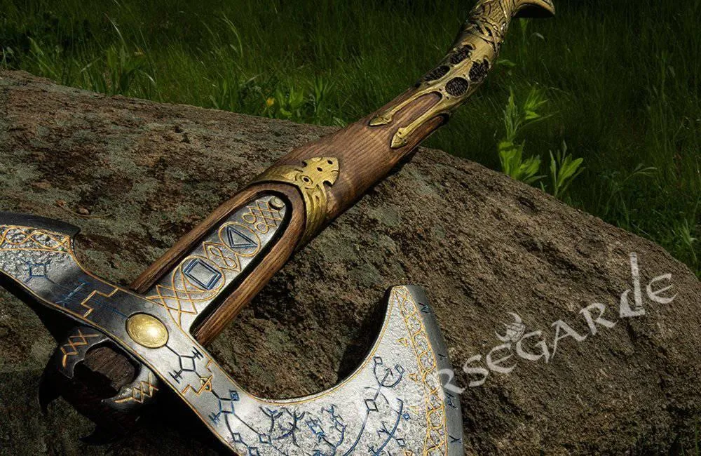 Handforged Leviathan Spiked Replica Axe - Gold