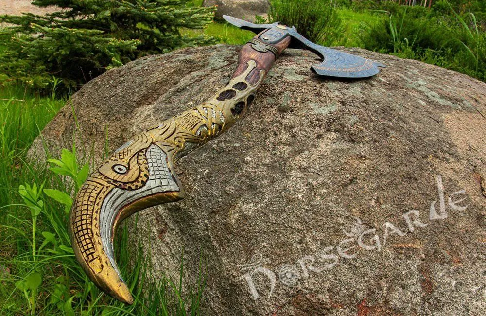 Handforged Leviathan Spiked Replica Axe - Gold