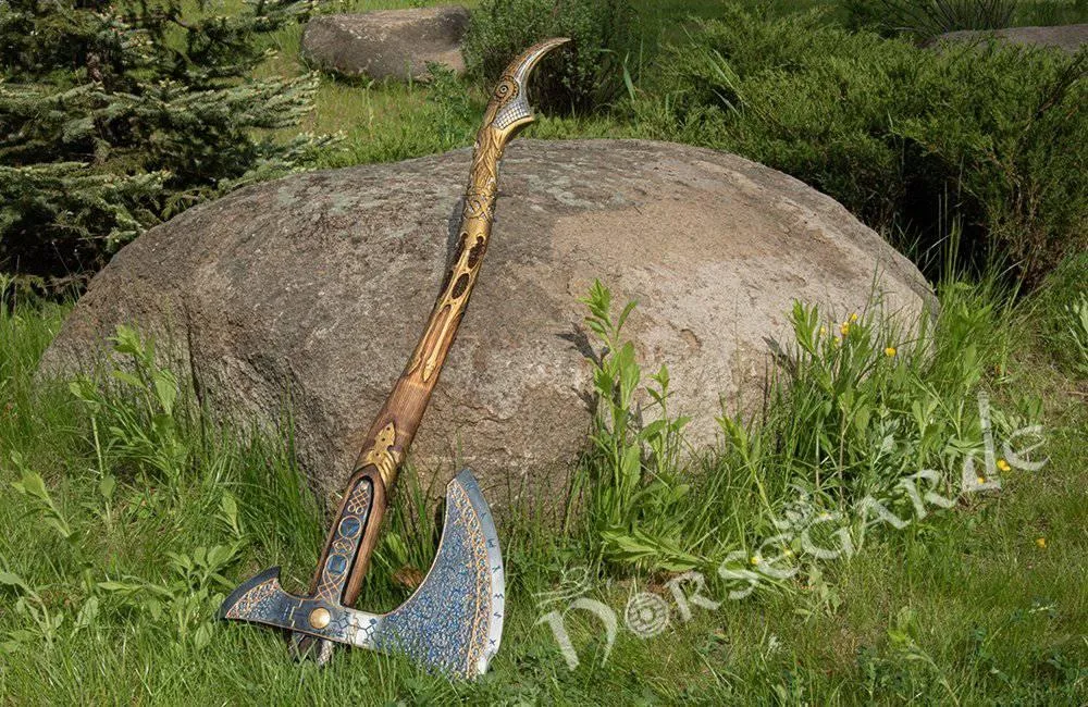 Handforged Leviathan Spiked Replica Axe - Gold