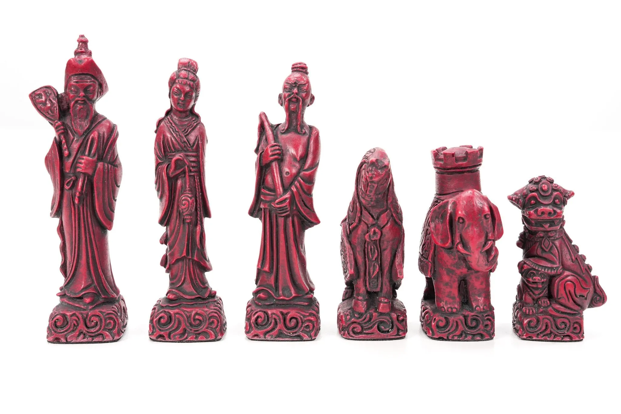 Mandarin Chess Pieces by Berkeley - Cardinal Red