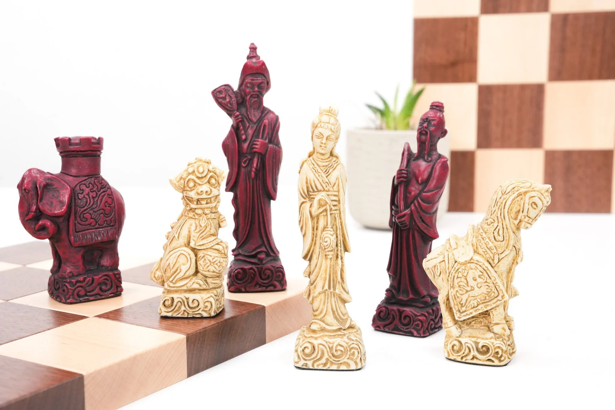 Mandarin Chess Pieces by Berkeley - Cardinal Red