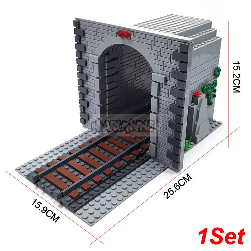 MOC NON   MOC City Train Railway Build Model Kit Soft Cruved Straight Tracks Traffic Light Tunnel Compatible 53401 Blocks Bricks