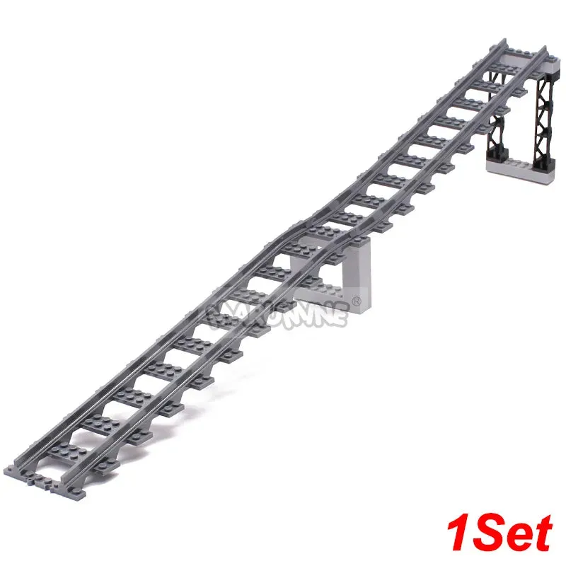 MOC NON   MOC City Train Railway Build Model Kit Soft Cruved Straight Tracks Traffic Light Tunnel Compatible 53401 Blocks Bricks