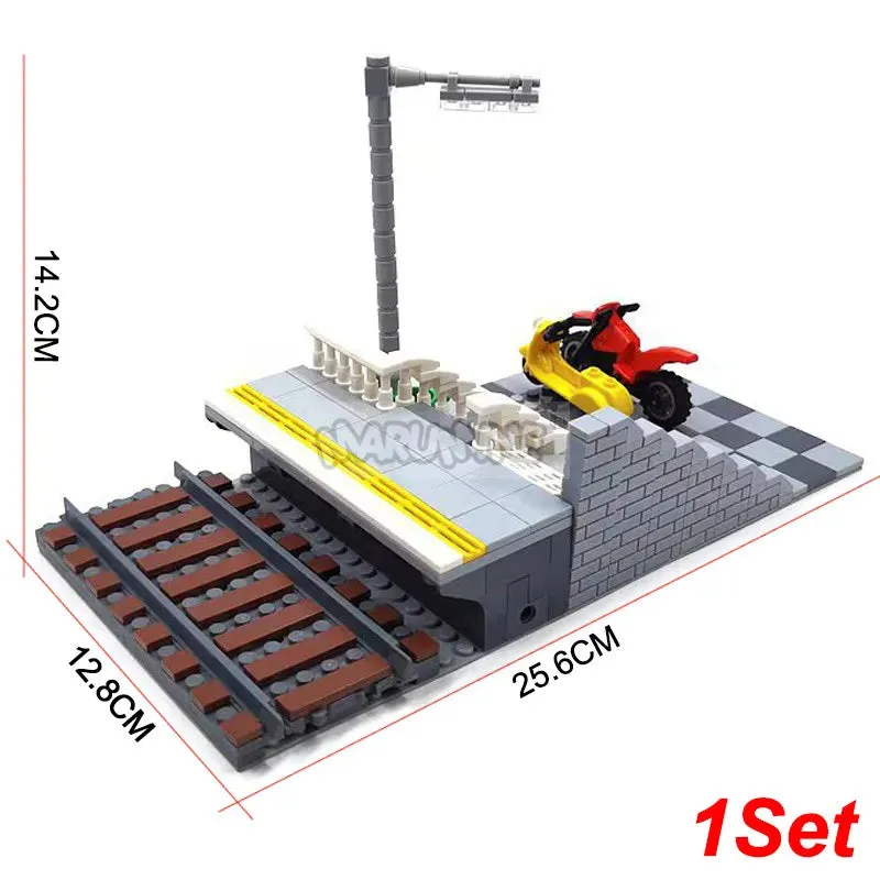 MOC NON   MOC City Train Railway Build Model Kit Soft Cruved Straight Tracks Traffic Light Tunnel Compatible 53401 Blocks Bricks