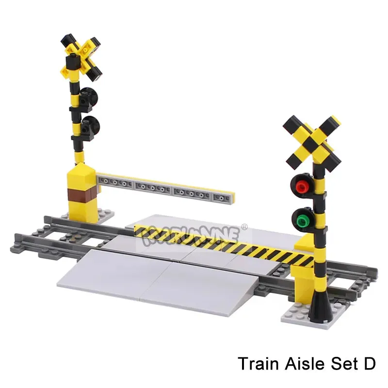 MOC NON   MOC City Train Railway Build Model Kit Soft Cruved Straight Tracks Traffic Light Tunnel Compatible 53401 Blocks Bricks