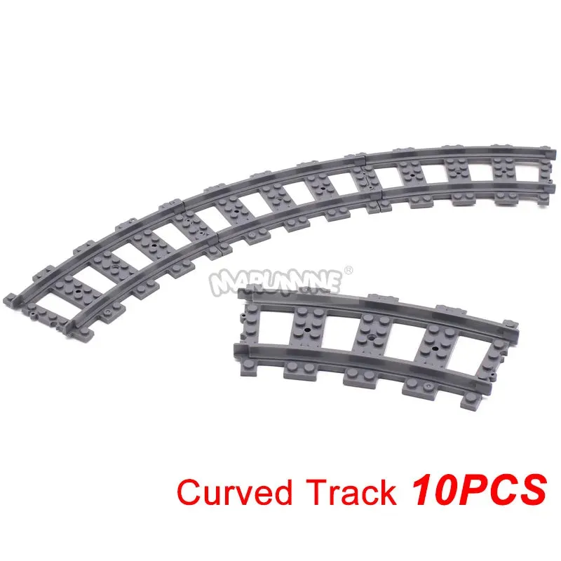 MOC NON   MOC City Train Railway Build Model Kit Soft Cruved Straight Tracks Traffic Light Tunnel Compatible 53401 Blocks Bricks