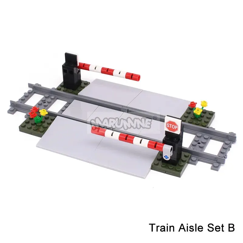 MOC NON   MOC City Train Railway Build Model Kit Soft Cruved Straight Tracks Traffic Light Tunnel Compatible 53401 Blocks Bricks