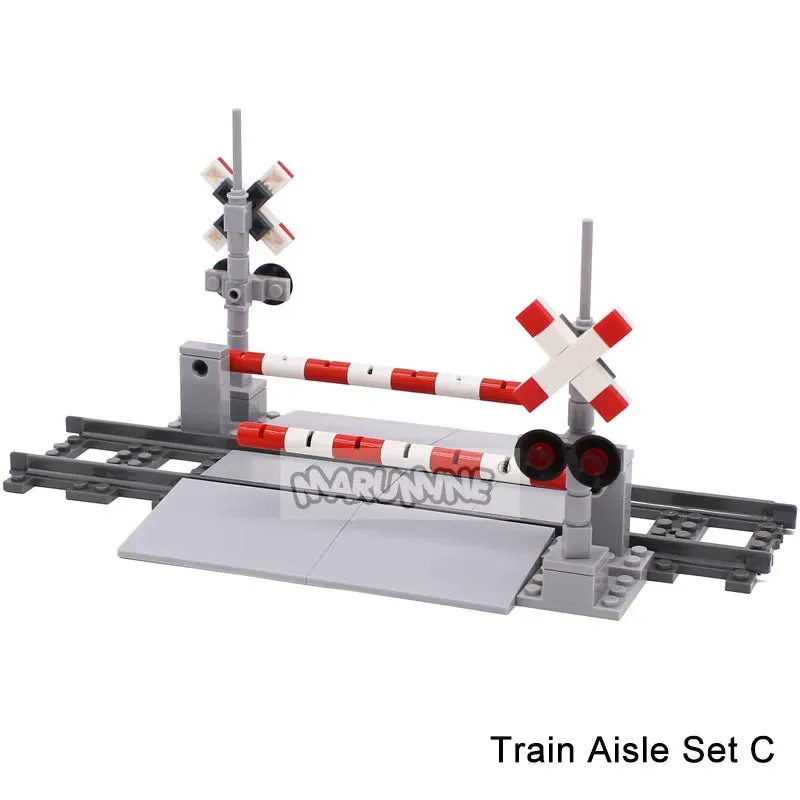 MOC NON   MOC City Train Railway Build Model Kit Soft Cruved Straight Tracks Traffic Light Tunnel Compatible 53401 Blocks Bricks