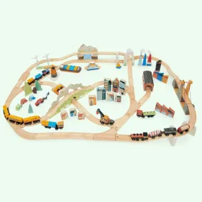 Mountain View Wooden Train Set - 58pcs