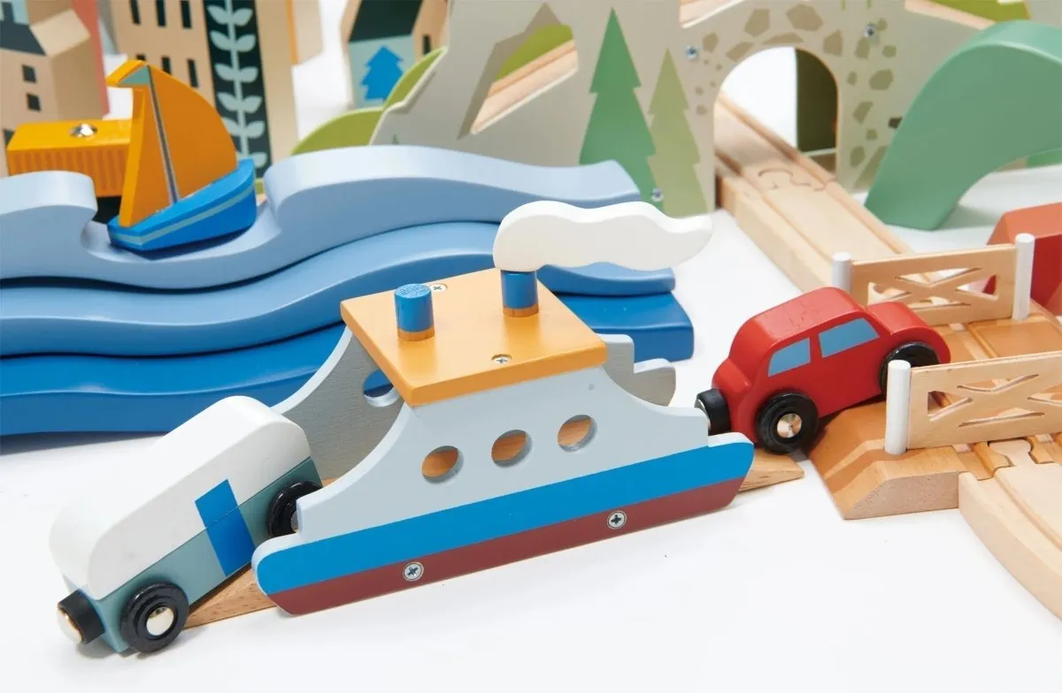 Mountain View Wooden Train Set - 58pcs