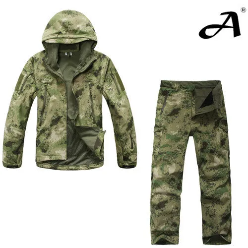 Outdoor camouflage military uniform, winter thermal fleece tactical clothes for hunting and fishing, U.s. army military clothing