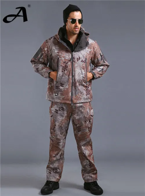 Outdoor camouflage military uniform, winter thermal fleece tactical clothes for hunting and fishing, U.s. army military clothing