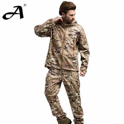 Outdoor camouflage military uniform, winter thermal fleece tactical clothes for hunting and fishing, U.s. army military clothing