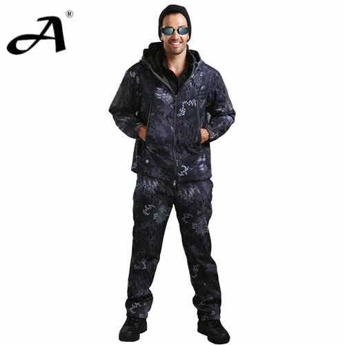 Outdoor camouflage military uniform, winter thermal fleece tactical clothes for hunting and fishing, U.s. army military clothing