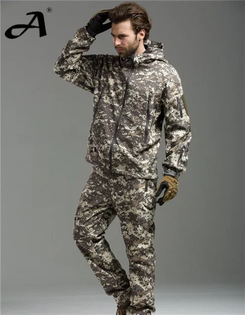 Outdoor camouflage military uniform, winter thermal fleece tactical clothes for hunting and fishing, U.s. army military clothing