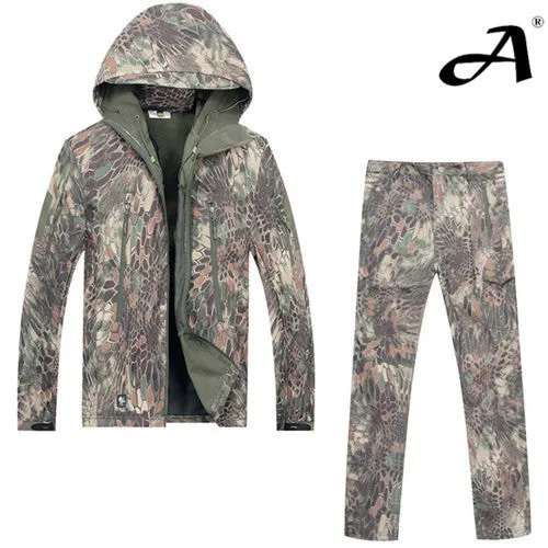 Outdoor camouflage military uniform, winter thermal fleece tactical clothes for hunting and fishing, U.s. army military clothing