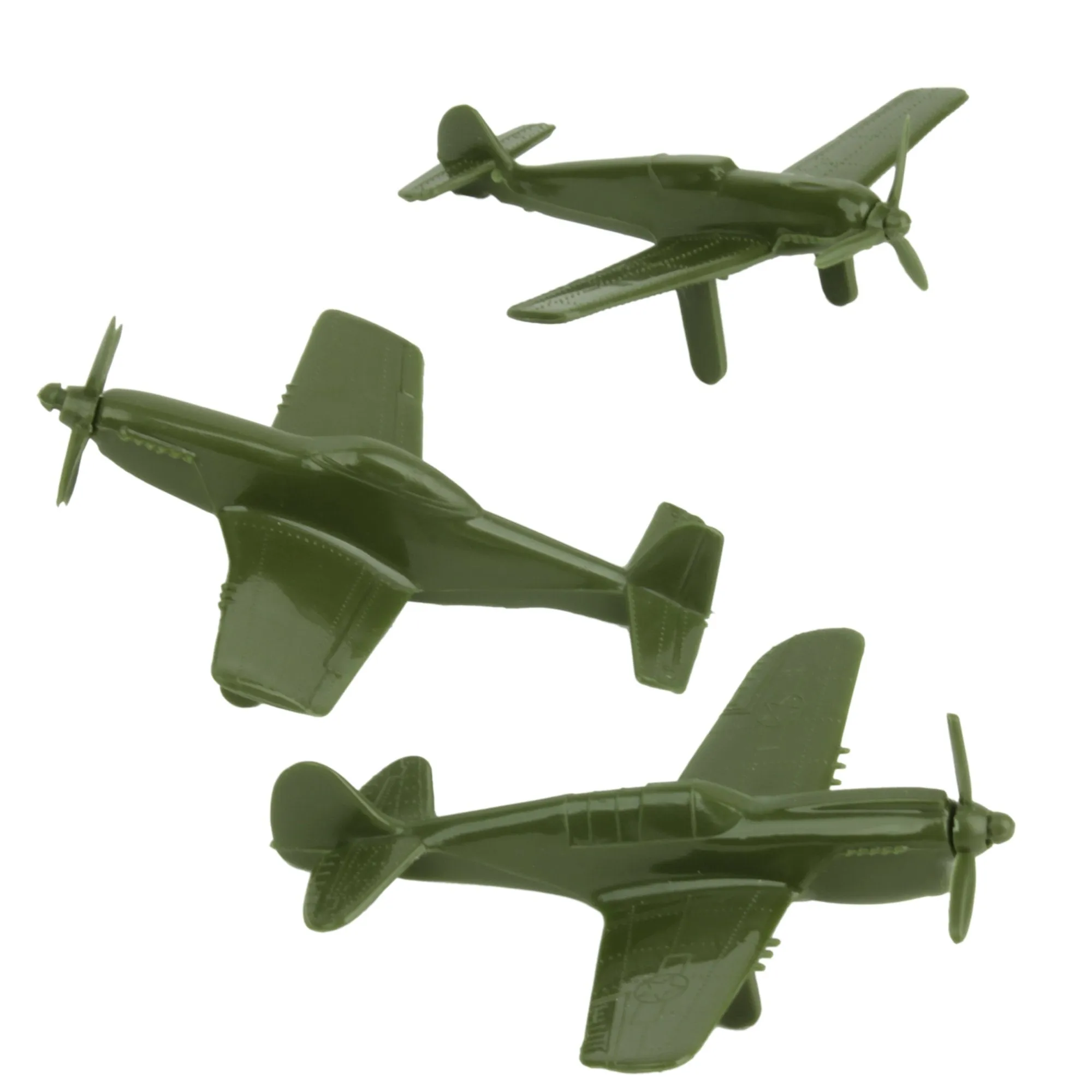 Tim Mee WW2 Fighter Ace Planes - 3 Green Plastic Army Men AIRPLANES Made in USA