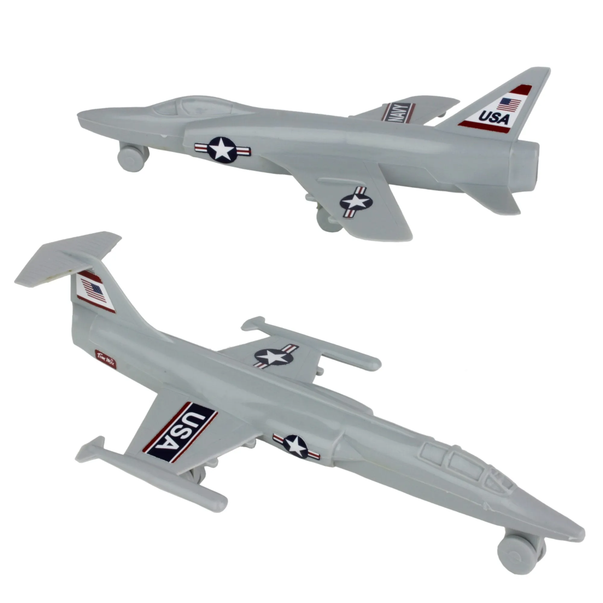 TimMee Plastic Army Men COLD WAR FIGHTER JETS - Light Gray Airplanes Made in USA