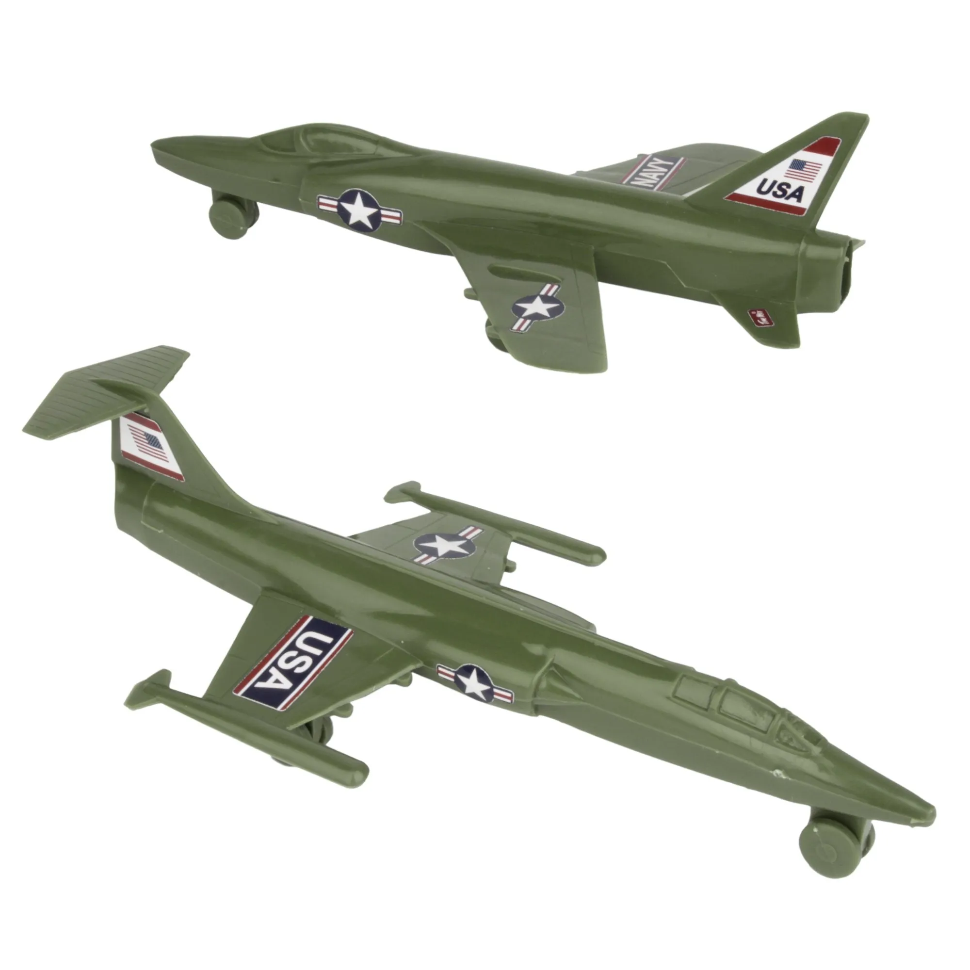 TimMee Plastic Army Men COLD WAR FIGHTER JETS - Olive Green Airplanes - USA Made