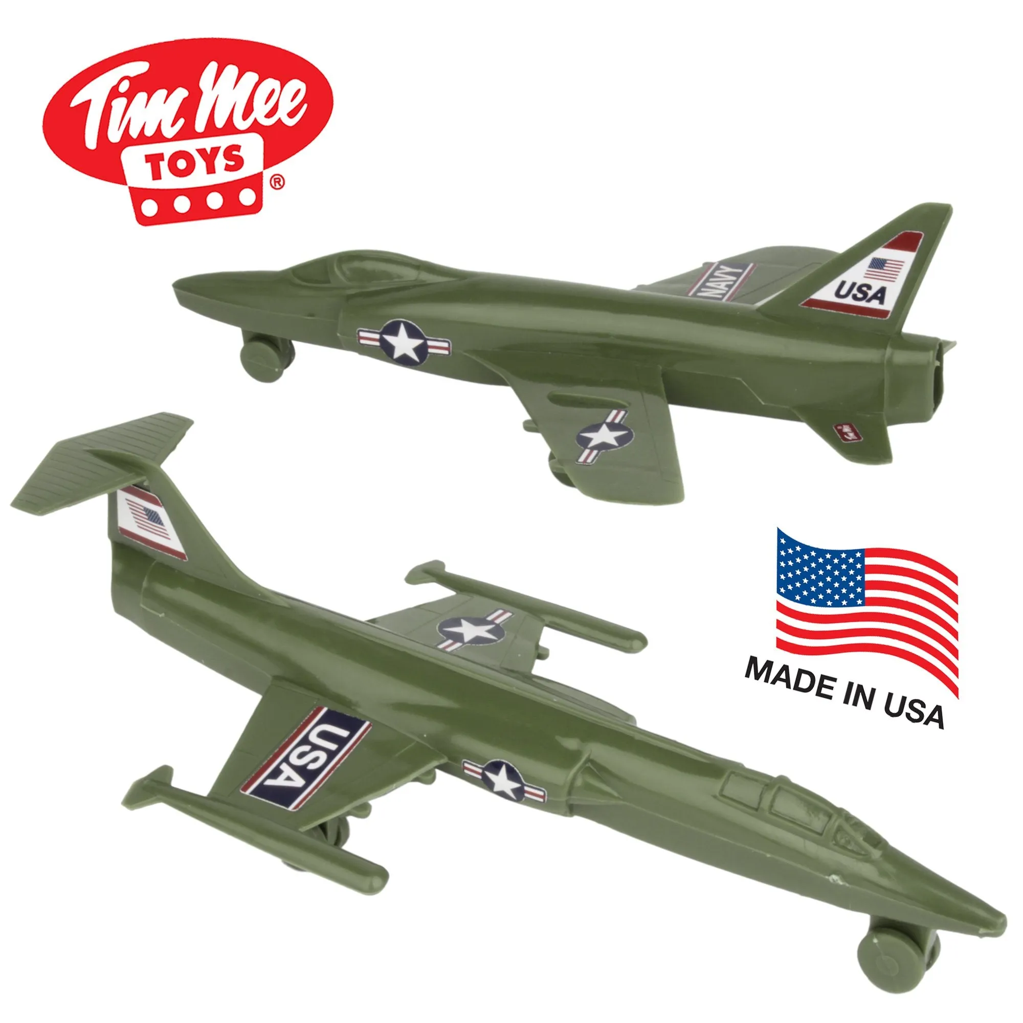 TimMee Plastic Army Men COLD WAR FIGHTER JETS - Olive Green Airplanes - USA Made